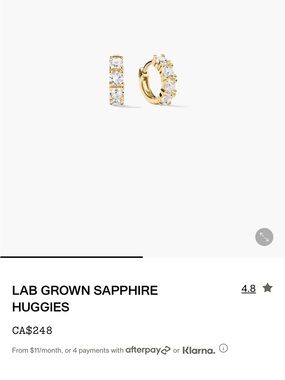 Mejuri Lab Grown Sapphire Gold Huggie Earrings